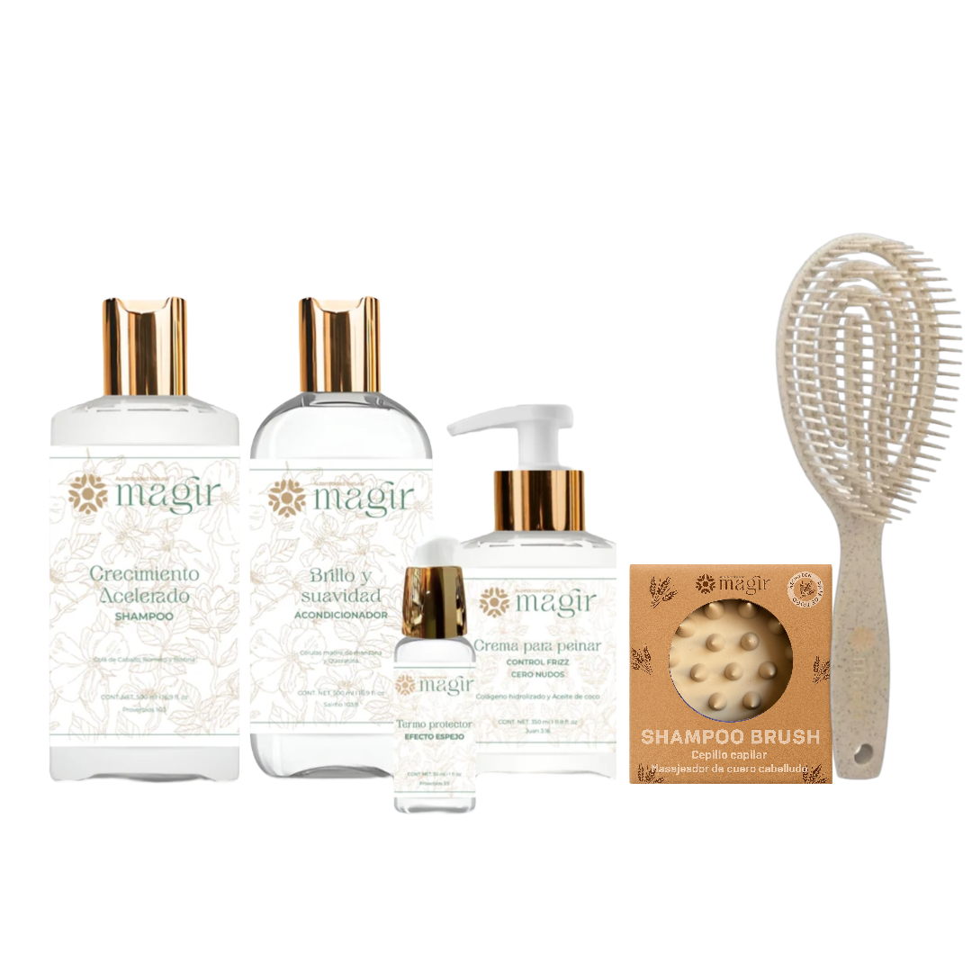 KIT COMPLETO CRECIMIENTO (con cepillo masajeador y cepillo flexible)